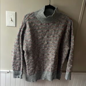 Gray and Pink Patterned Women's Sweater